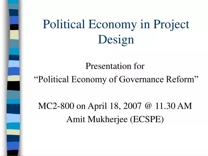 political economy in project design