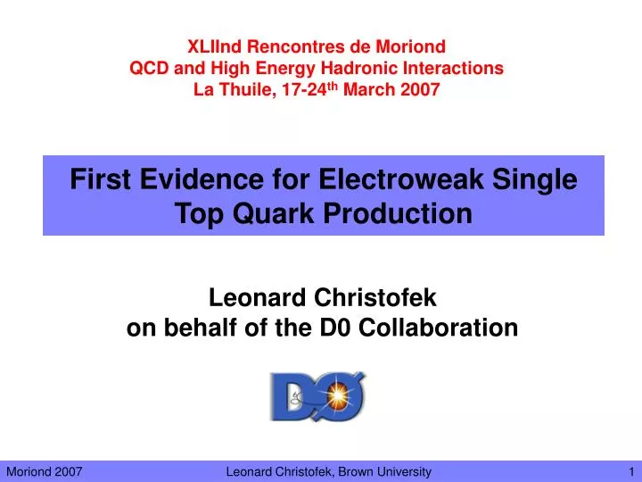 first evidence for electroweak single top quark production