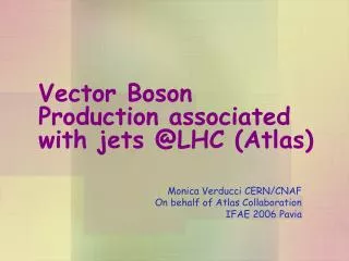 Vector Boson Production associated with jets @LHC (Atlas)