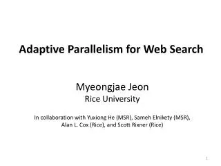 Adaptive Parallelism for Web Search