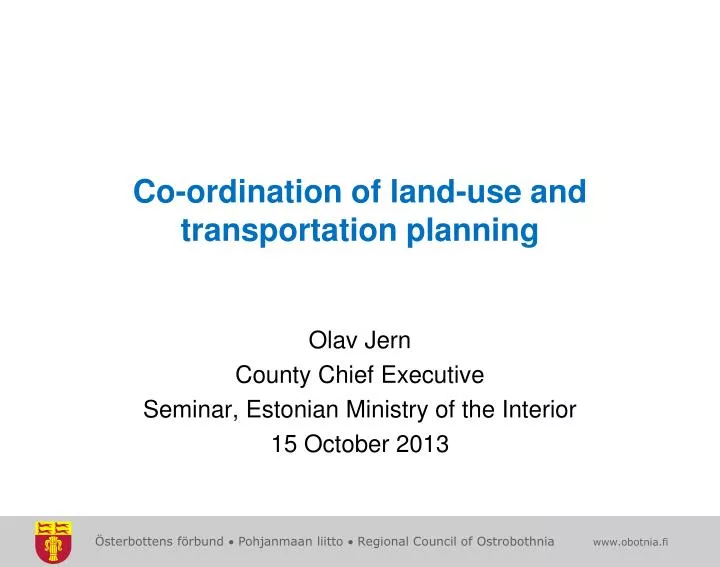 co ordination of land use and transportation planning