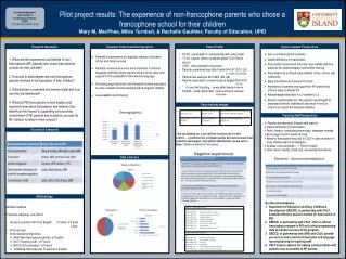 Pilot project results: The experience of non-francophone parents who chose a