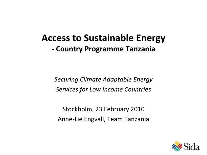 access to sustainable energy country programme tanzania