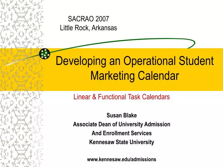 developing an operational student marketing calendar