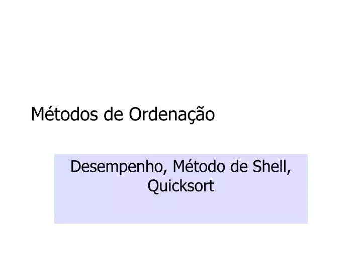 PDF) Uma Comparacao de Algoritmos de Ordenacao baseados em