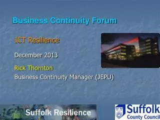 Business Continuity Forum ICT Resilience