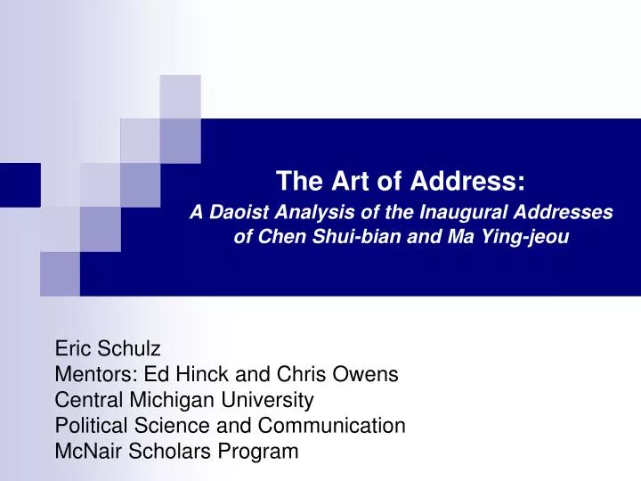 the art of address a daoist analysis of the inaugural addresses of chen shui bian and ma ying jeou