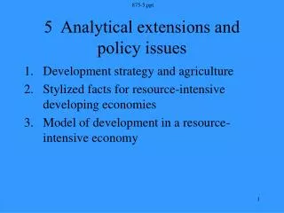 5 Analytical extensions and policy issues