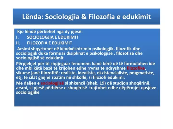 l nda sociologjia filozofia e edukimit