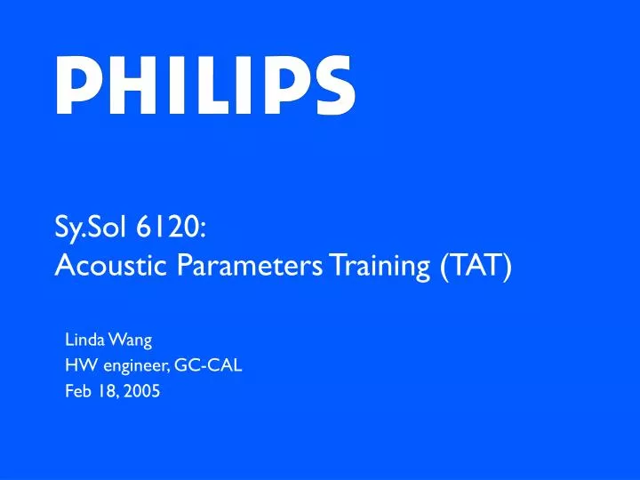 sy sol 6120 acoustic parameters training tat