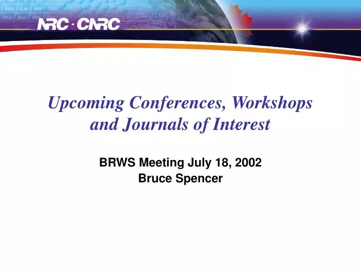 upcoming conferences workshops and journals of interest