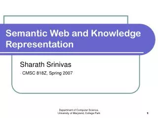 Semantic Web and Knowledge Representation