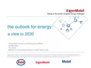 the outlook for energy: