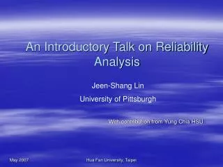 An Introductory Talk on Reliability Analysis