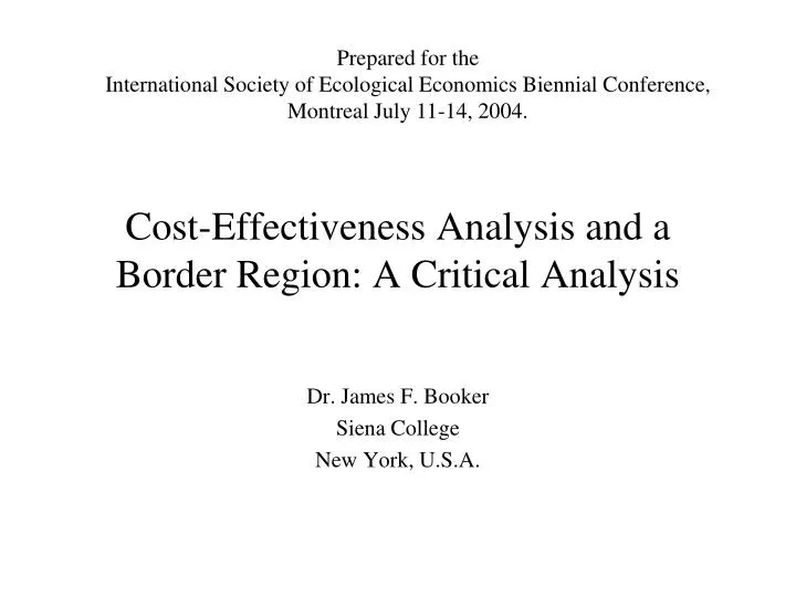 cost effectiveness analysis and a border region a critical analysis