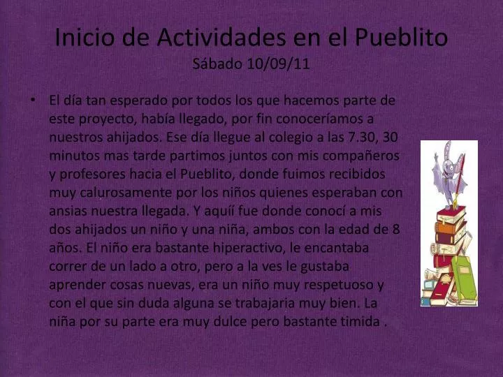 inicio de actividades en el pueblito s bado 10 09 11