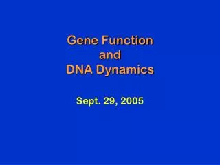 Gene Function and DNA Dynamics