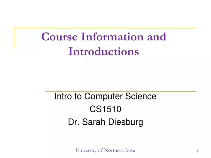 course information and introductions