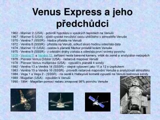 venus express a jeho p edch dci