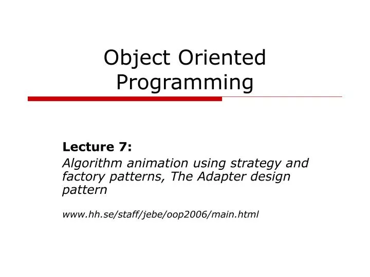 object oriented programming