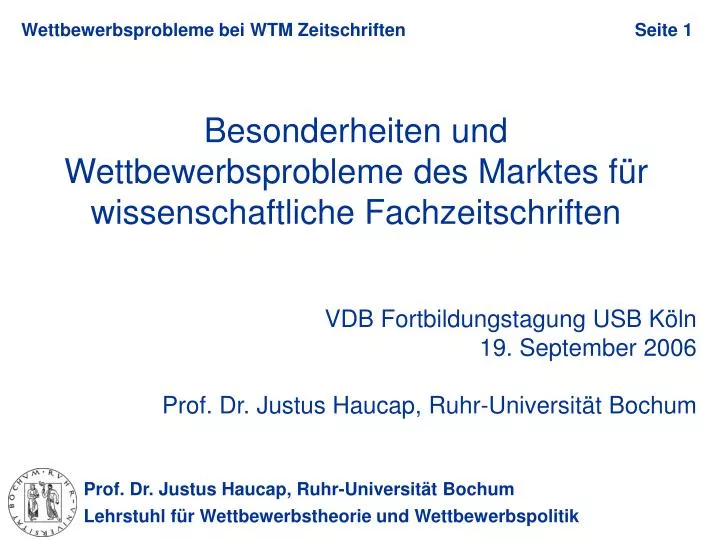 besonderheiten und wettbewerbsprobleme des marktes f r wissenschaftliche fachzeitschriften