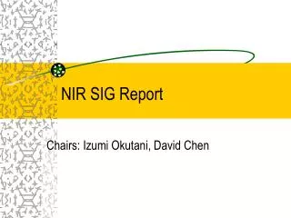 NIR SIG Report