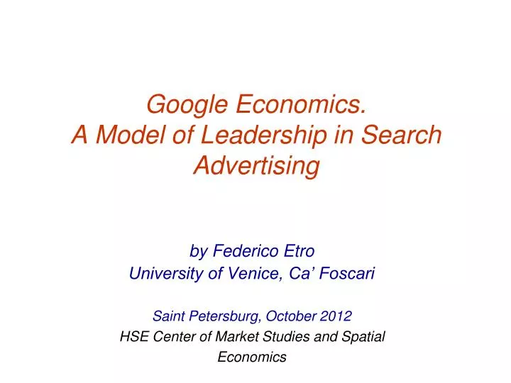 google economics a model of leadership in search advertising