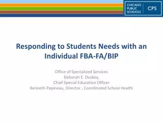Responding to Students Needs with an Individual FBA-FA/BIP