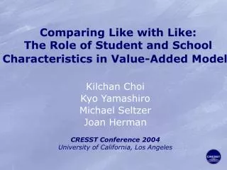 Comparing Like with Like: The Role of Student and School Characteristics in Value-Added Models