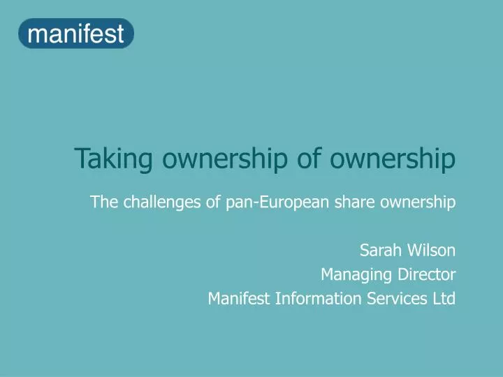 taking ownership of ownership