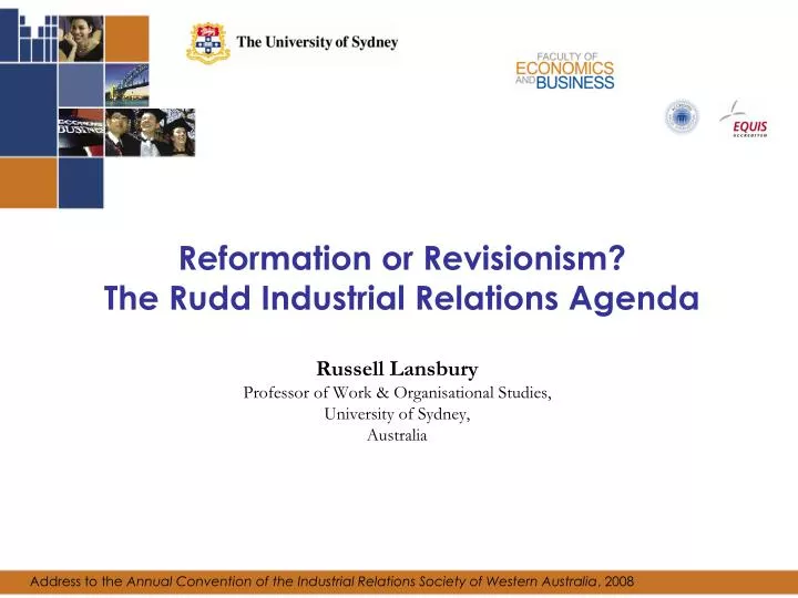 reformation or revisionism the rudd industrial relations agenda