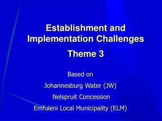 Establishment and Implementation Challenges Theme 3