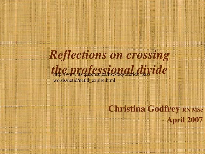 reflections on crossing the professional divide