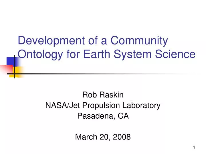 development of a community ontology for earth system science