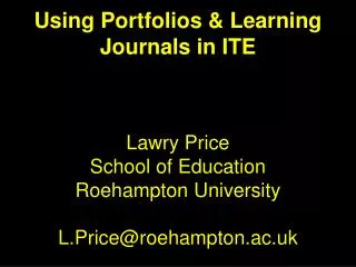 Portfolios &amp; Learning Journals