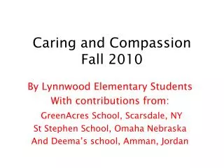 Caring and Compassion Fall 2010