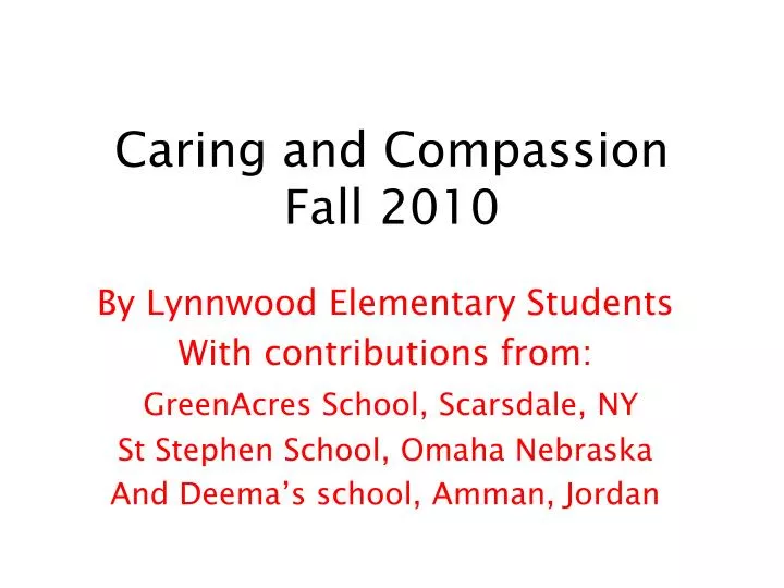 caring and compassion fall 2010
