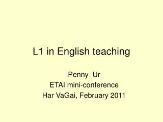 L1 in English teaching