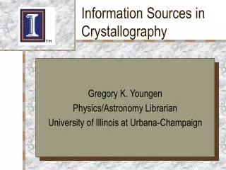 Information Sources in Crystallography