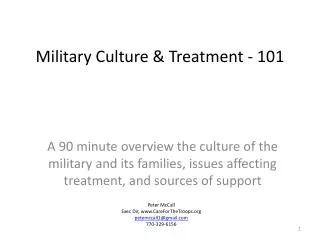 Military Culture &amp; Treatment - 101