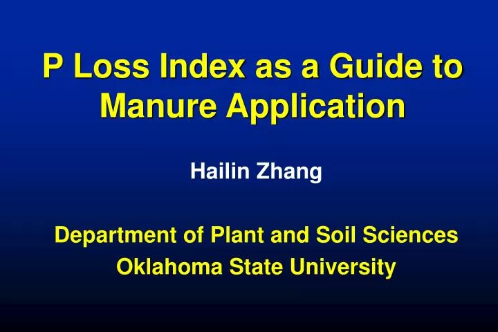 p loss index as a guide to manure application