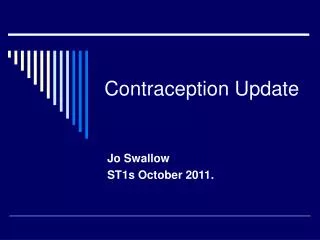 Contraception Update