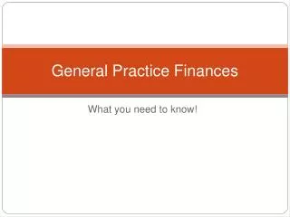 General Practice Finances