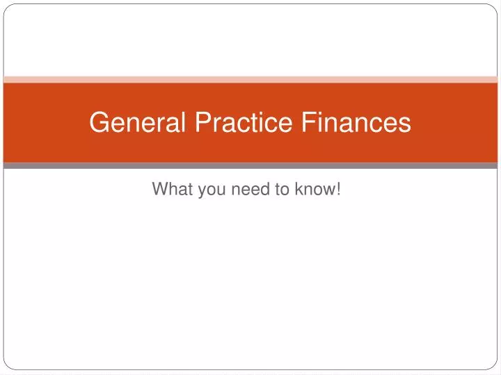 general practice finances