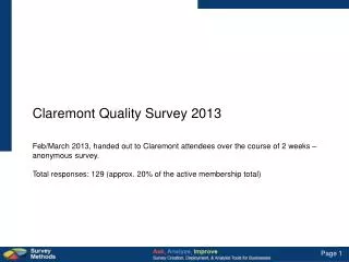 Claremont Quality Survey 2013