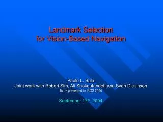 Landmark Selection for Vision-Based Navigation