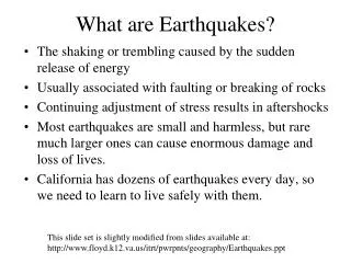 What are Earthquakes?