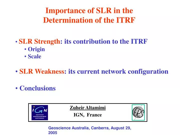 importance of slr in the determination of the itrf