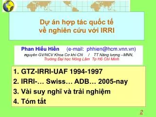 d n h p t c qu c t v nghi n c u v i irri