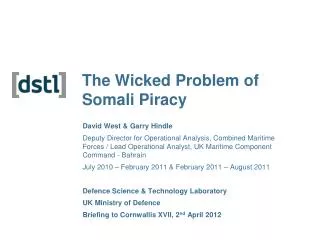 The Wicked Problem of Somali Piracy